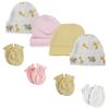 Bambini Baby Girls Caps and Mittens (Pack of 8) NC_0381 by Miracle USA White/Pink