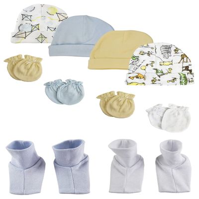 Bambini Baby Boys Caps, Booties and Mittens (Pack of 10) NC_0340 by Miracle USA White/Blue