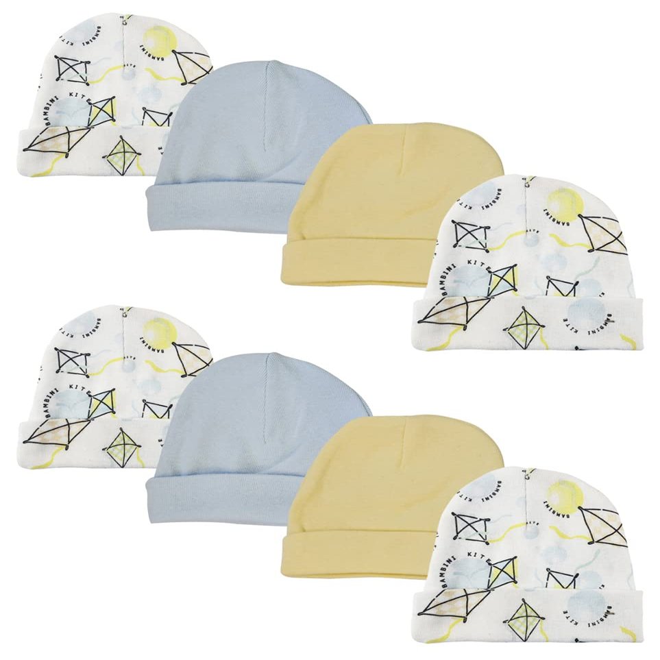 Bambini Baby Boys Caps (Pack of 8) NC_0342 by Miracle USA White/Blue