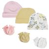 Bambini Baby Girls Caps and Mittens (Pack of 6) NC_0357 by Miracle USA White/Pink