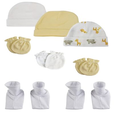 Bambini Baby Boy, Baby Girl, Unisex Infant Caps, Booties and Mittens (Pack of 8) NC_0390 by Miracle USA White