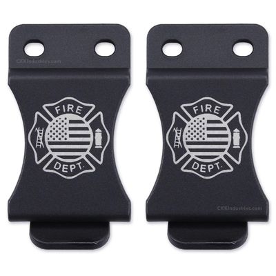 KYDEX Belt Clip for Holsters & Sheaths (w/Fire Dept. Engraving) - (Fits 1.50in Belts) - (Inside-The-Waistband/IWB) - (USA Made) - (2 Pack)