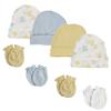 Bambini Boys Baby Caps and Mittens (Pack of 8) NC_0261 by Miracle USA White/Blue