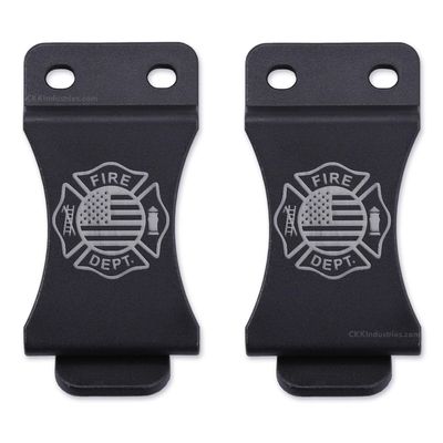 KYDEX Belt Clip for Holsters & Sheaths (w/Fire Dept. Engraving) - (Fits 1.75in Belts) - (Inside-The-Waistband/IWB) - (USA Made) - (2 Pack)