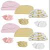 Bambini Baby Girl Infant Caps and Mittens (Pack of 12) NC_0326 by Miracle USA White/Pink view 1