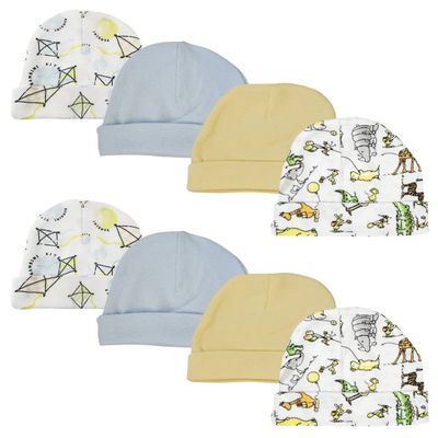 Bambini Baby Boys Caps (Pack of 8) NC_0338 by Miracle USA White/Blue