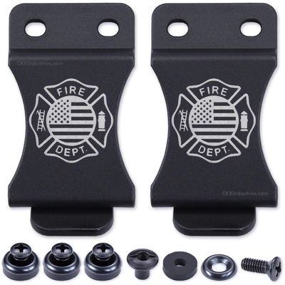 KYDEX Belt Clip for Holsters & Sheaths (w/Fire Dept. Engraving) - (Fits 1.50in Belts) - (Inside-The-Waistband/IWB) - (USA Made) - (w/Mounting Hardware) - (2 Pack)