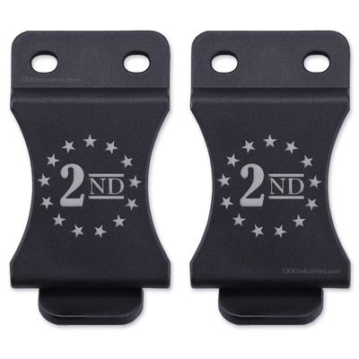 KYDEX Belt Clip for Holsters & Sheaths (w/2nd Amendment - Stars Engraving) - (Fits 1.50in Belts) - (Inside-The-Waistband/IWB) - (USA Made) - (2 Pack)