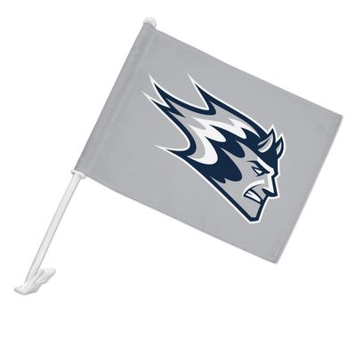 University of Wisconsin - Stout Secondary Logo Car Truck Flag with Window Clip On Pole Holder - Left Driver Side