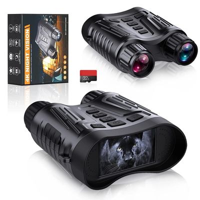 Night Vision Binoculars - 4K Night Vision Binoculars for Adults, 3.2" Large Screen, Night Vision Goggles with 32G TF Card and Photos Videos Recorder Function, IP54 Waterproof, 2600mAh Rechargeable Bat