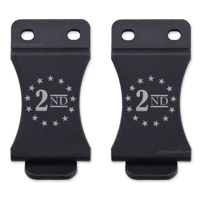 KYDEX Belt Clip for Holsters & Sheaths (w/2nd Amendment - Stars Engraving) - (Fits 1.75in Belts) - (Inside-The-Waistband/IWB) - (USA Made) - (2 Pack)