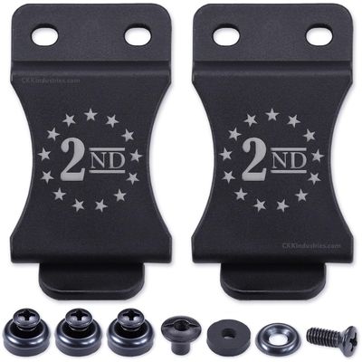 KYDEX Belt Clip for Holsters & Sheaths (w/2nd Amendment - Stars Engraving) - (Fits 1.50in Belts) - (Inside-The-Waistband/IWB) - (USA Made) - (w/Mounting Hardware) - (2 Pack)