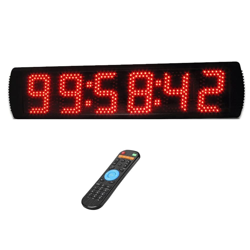 27 Inch Digital LED Clock, for Marathon/Training/Climbing/Timing, HH:MM:SS 6 Digits Display, Stopwatch, 12/24 Hours, Shelf Or Wall Mount