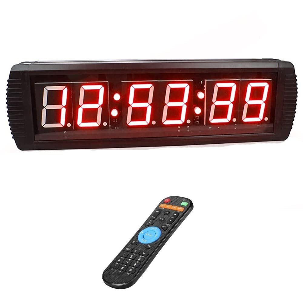 28.5In LED Clock for Marathon/Training/Climbing/Timing, HH:MM:SS 6 Digits Display, Stopwatch, 12/24 Hours, Shelf Or Wall Mount