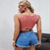 AIEBO Women's Shirts Women's Tops Shirts for Women Solid Crop Cable Knit Top view 2