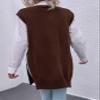 AIEBO Women's Shirts Women's Tops Shirts for Women Slit Side Cable Knit Sweater Vest Without Belt (Color : Chocolate Brown, Size : Medium) view 2
