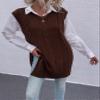 AIEBO Women's Shirts Women's Tops Shirts for Women Slit Side Cable Knit Sweater Vest Without Belt (Color : Chocolate Brown, Size : Medium) view 4