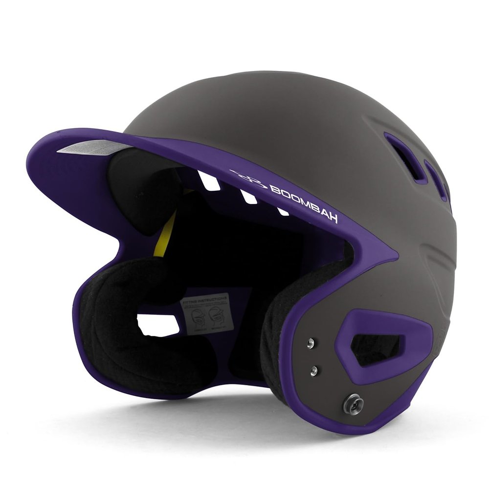 Boombah DEFCON Batting Helmet Charcoal/Purple NOSCAE - Size Senior 7" - 7 3/4"
