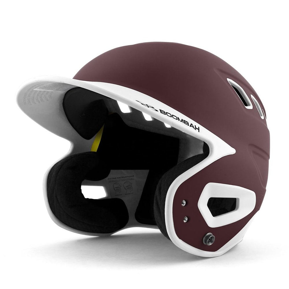 Boombah DEFCON Batting Helmet Maroon/White NOSCAE - Size Senior 7" - 7 3/4"