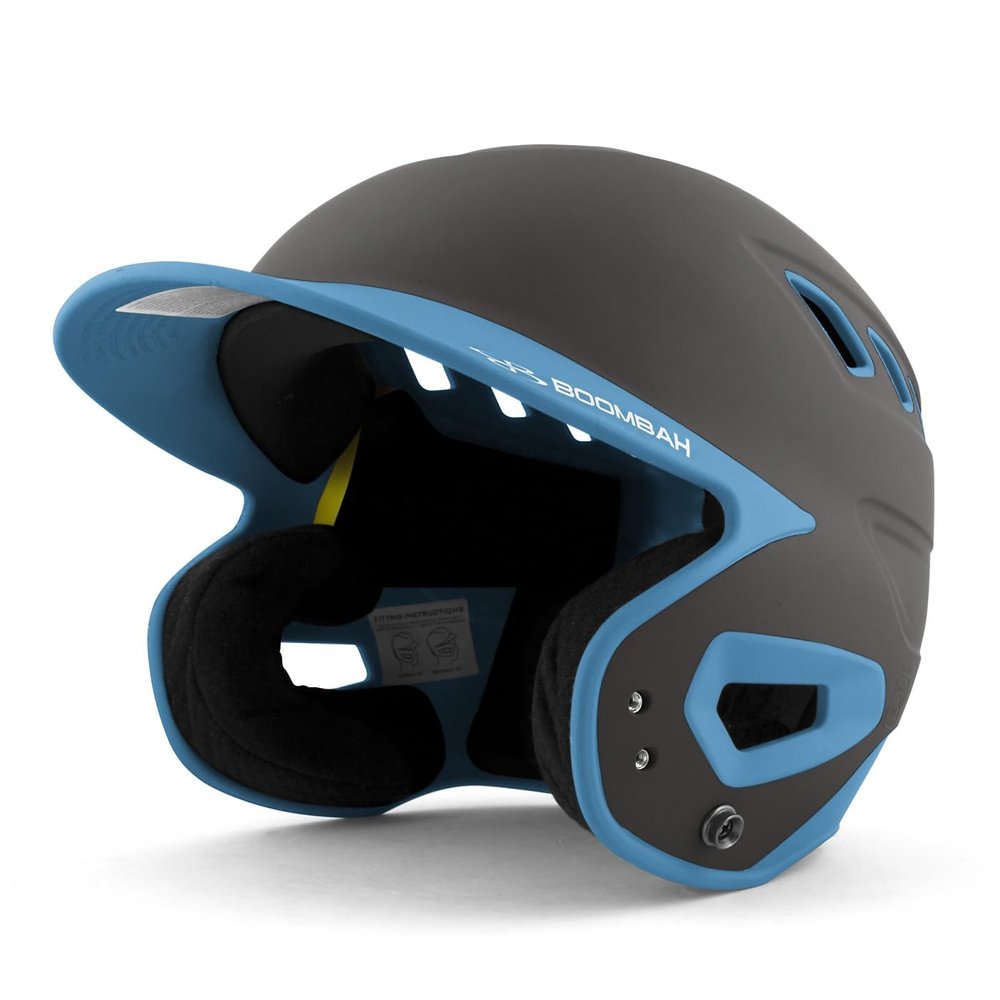 Boombah DEFCON Batting Helmet Charcoal/Columbia Blue NOSCAE - Size Senior 7" - 7 3/4"