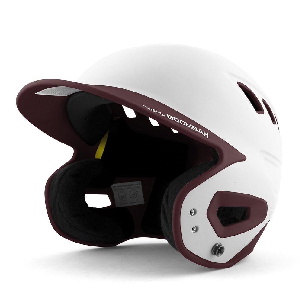 Boombah DEFCON Batting Helmet White/Maroon NOSCAE - Size Senior 7" - 7 3/4"