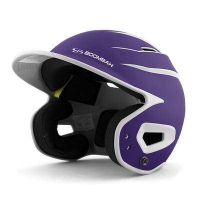 Boombah DEFCON Batting Helmet Sleek Profile Purple/White NOSCAE - Size Junior 6 1/4" - 7"
