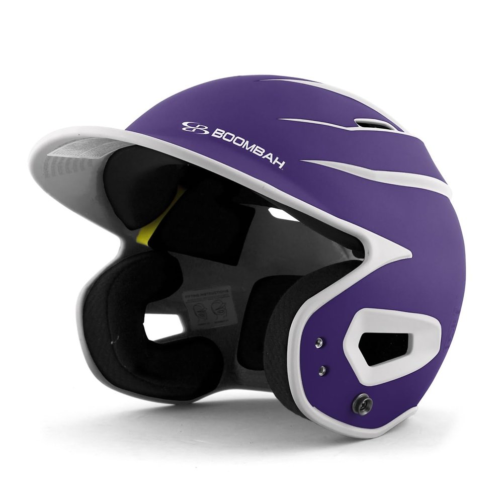 Boombah DEFCON Batting Helmet Sleek Profile Purple/White NOSCAE - Size Junior 6 1/4" - 7"