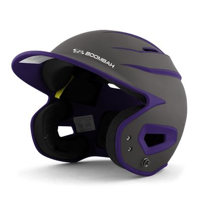 Boombah DEFCON Batting Helmet Sleek Profile Charcoal/Purple NOSCAE - Size Senior 7" - 7 3/4"