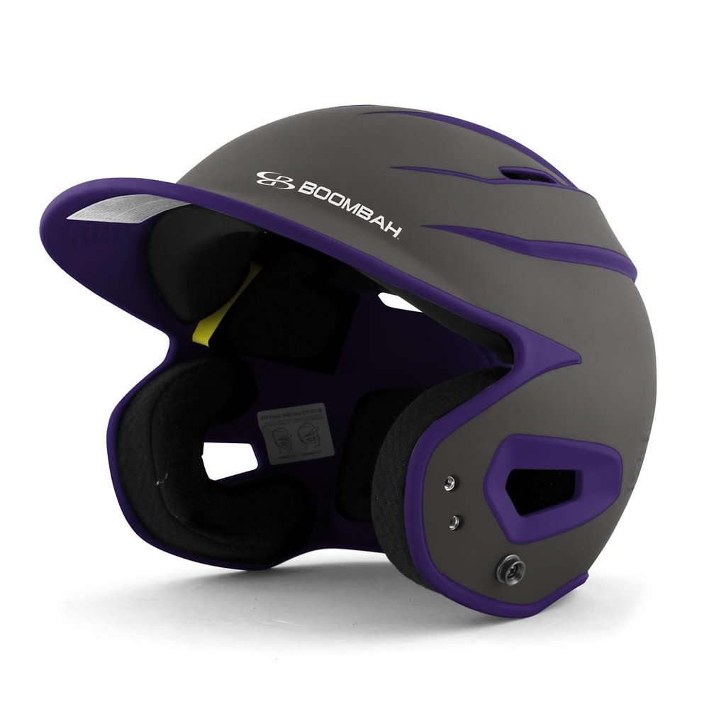 Boombah DEFCON Batting Helmet Sleek Profile Charcoal/Purple NOSCAE - Size Senior 7" - 7 3/4"