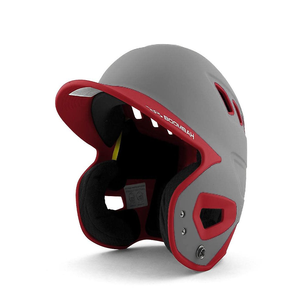 Boombah DEFCON Batting Helmet Gray/Red NOSCAE - Size Senior 7" - 7 3/4"