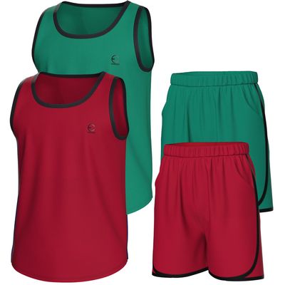 Essenclo Boys Clothing Sets, Athletic Crew Neck Sleeveless T-Shirt and Boys' Short Sets Outfits w/Pockets 4 Pcs - Size 3-16 - E2001 - Set-7-7-8