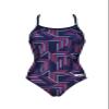ARENA Women's Swimsuit Puzzled Team Print MaxLife Sports Suit Light Drop Back One Piece Bathing Suit Competition Training Racing Swimwear, Navy/Red Multi, US Size 22 view 1