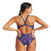 ARENA Women's Swimsuit Puzzled Team Print MaxLife Sports Suit Light Drop Back One Piece Bathing Suit Competition Training Racing Swimwear, Navy/Red Multi, US Size 22 view 2