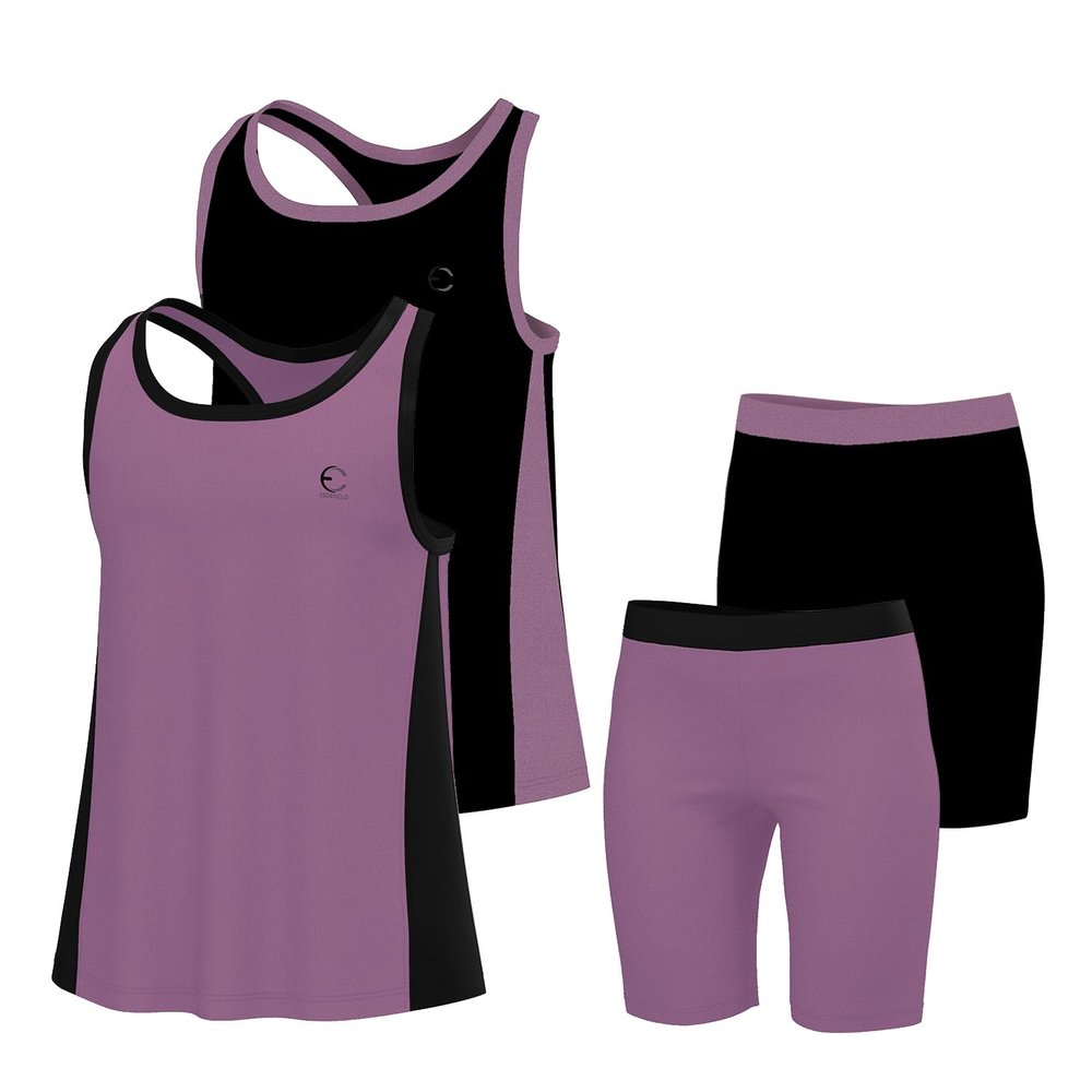 Essenclo Girls' Activewear Set - Short Sleeve Performance T-Shirt and Athletic Running Shorts Girls Clothing Outfit Size 5-14 (4 Pcs) - E2103 - Set-1-9-10