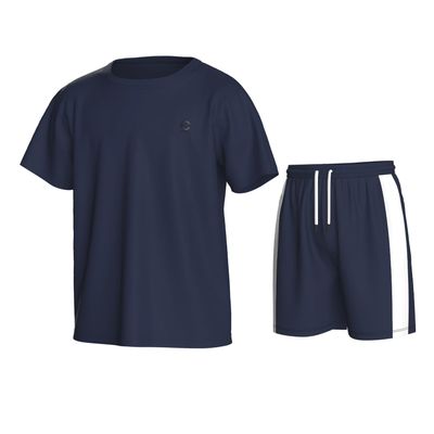Essenclo Boys Athletic Shorts and Performance T-Shirt Crew Neck Boy Clothes Set, Summer Kids Outfit Size 3-16 (2 Pcs Set) - E1002 - Navy - 5-6