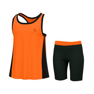 Essenclo Girls Tank Tops and Shorts Summer Outfits, Athletic Activewear Loose Fit Cute Girls' Fashion Clothing Sets Size 3-16 - E1103 - Orange - 5-6