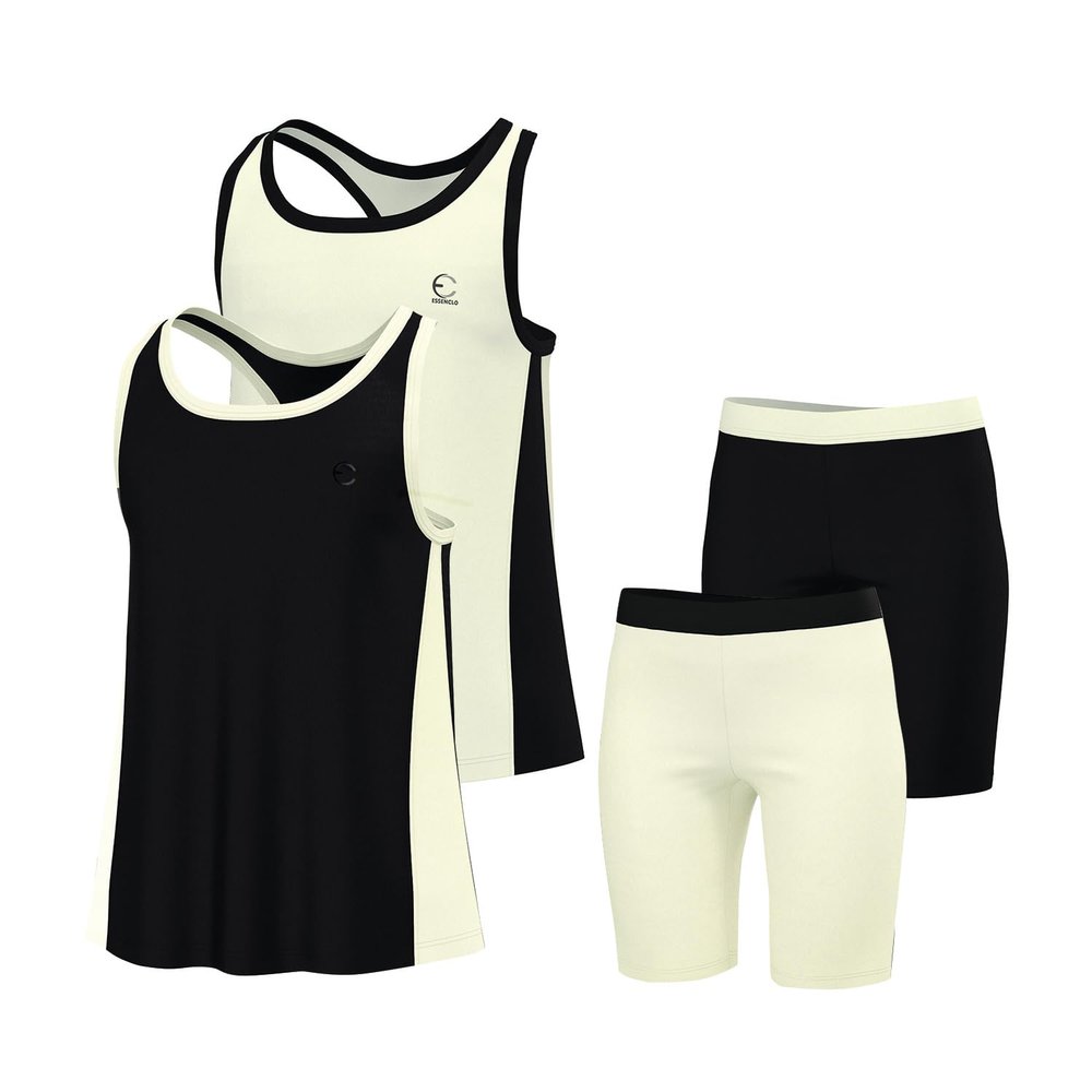 Essenclo Girls' Activewear Set - Short Sleeve Performance T-Shirt and Athletic Running Shorts Girls Clothing Outfit Size 5-14 (4 Pcs) - E2103 - Set-6-9-10