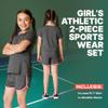 Essenclo Girls' Clothing Sets, Athletic T-Shirt and Short Outfits Performance Activewear Cute Summer Girls Fashion Size 5-14 - E1104 - Black - 11-12 view 2