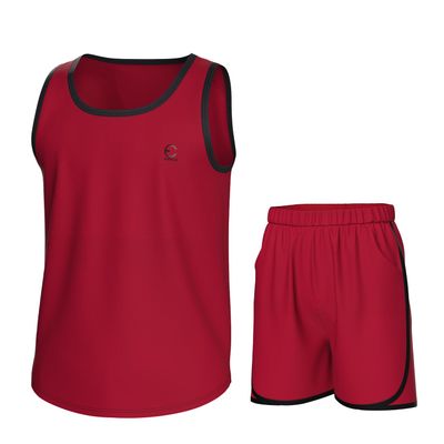 Essenclo Boys Clothing Sets, Boys Athletic Shorts & Sleeveless Shirts, Crew Neck Kids Tank Top Clothes Size 3-16 (2 Pcs Set) - E1001 - Red - 9-10