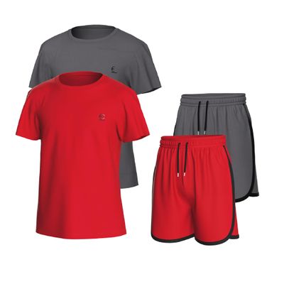 Essenclo Girls Clothing Sets Tagless Loose Athletic Performance Crew Neck T-Shirt and Short Outfits Size 5-14 (4 Piece Set) - E2104 - Set-5-11-12