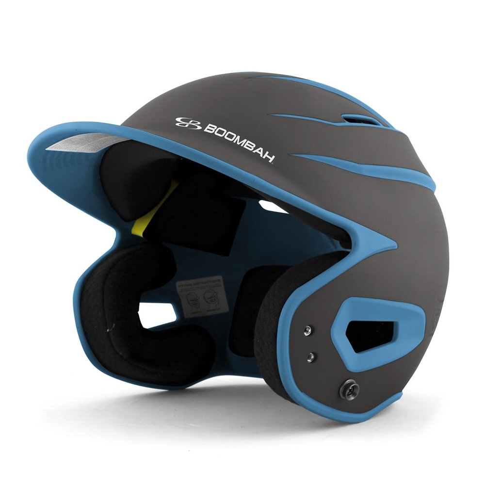 Boombah DEFCON Batting Helmet Sleek Profile Charcoal/Columbia Blue NOSCAE - Size Senior 7" - 7 3/4"
