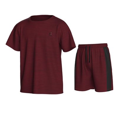 Essenclo Boys Athletic Shorts and Performance T-Shirt Crew Neck Boy Clothes Set, Summer Kids Outfit Size 3-16 (2 Pcs Set) - E1002 - Heather Wine - 11-12