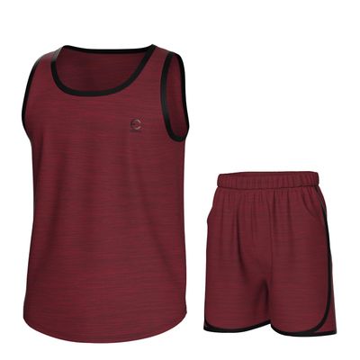 Essenclo Boys Clothing Sets, Boys Athletic Shorts & Sleeveless Shirts, Crew Neck Kids Tank Top Clothes Size 3-16 (2 Pcs Set) - E1001 - Heather Wine - 5-6