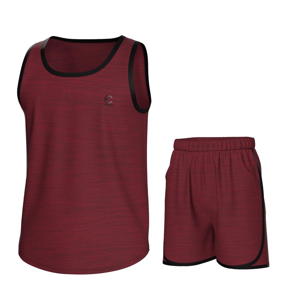 Essenclo Boys Clothing Sets, Boys Athletic Shorts & Sleeveless Shirts, Crew Neck Kids Tank Top Clothes Size 3-16 (2 Pcs Set) - E1001 - Heather Wine - 5-6