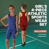 Essenclo Girls' Activewear Set - Short Sleeve Performance T-Shirt and Athletic Running Shorts Girls Clothing Outfit Size 5-14 (4 Pcs) - E2103 - Set-8-11-12 view 2