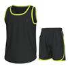 Essenclo Boys Clothing Sets, Boys Athletic Shorts & Sleeveless Shirts, Crew Neck Kids Tank Top Clothes Size 3-16 (2 Pcs Set) - E1001 - Black Lime Green - 9-10 view 1