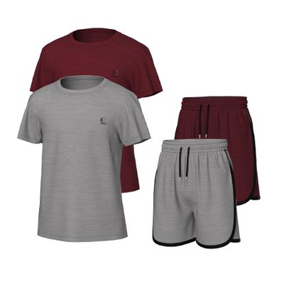Essenclo Girls Clothing Sets Tagless Loose Athletic Performance Crew Neck T-Shirt and Short Outfits Size 5-14 (4 Piece Set) - E2104 - Set-1-13-14