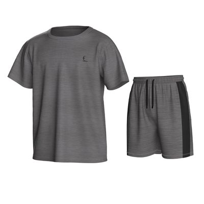 Essenclo Boys Athletic Shorts and Performance T-Shirt Crew Neck Boy Clothes Set, Summer Kids Outfit Size 3-16 (2 Pcs Set) - E1002 - Dark Marl Gray - 5-6