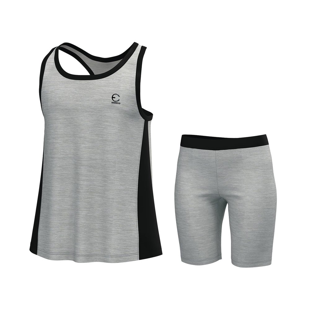 Essenclo Girls Tank Tops and Shorts Summer Outfits, Athletic Activewear Loose Fit Cute Girls' Fashion Clothing Sets Size 3-16 - E1103 - Marl Gray - 9-10