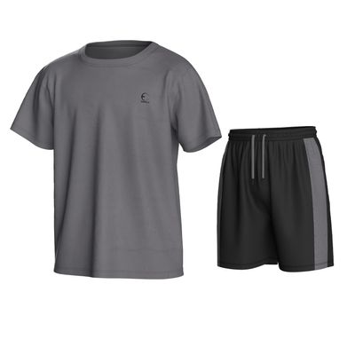 Essenclo Boys Athletic Shorts and Performance T-Shirt Crew Neck Boy Clothes Set, Summer Kids Outfit Size 3-16 (2 Pcs Set) - E1002 - Gray - 11-12